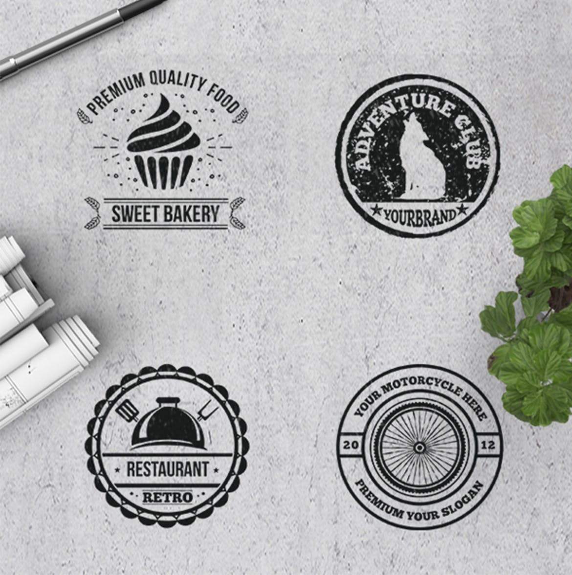 高品质的时尚高端多种风格的复古logo标志设计模板插图(5)