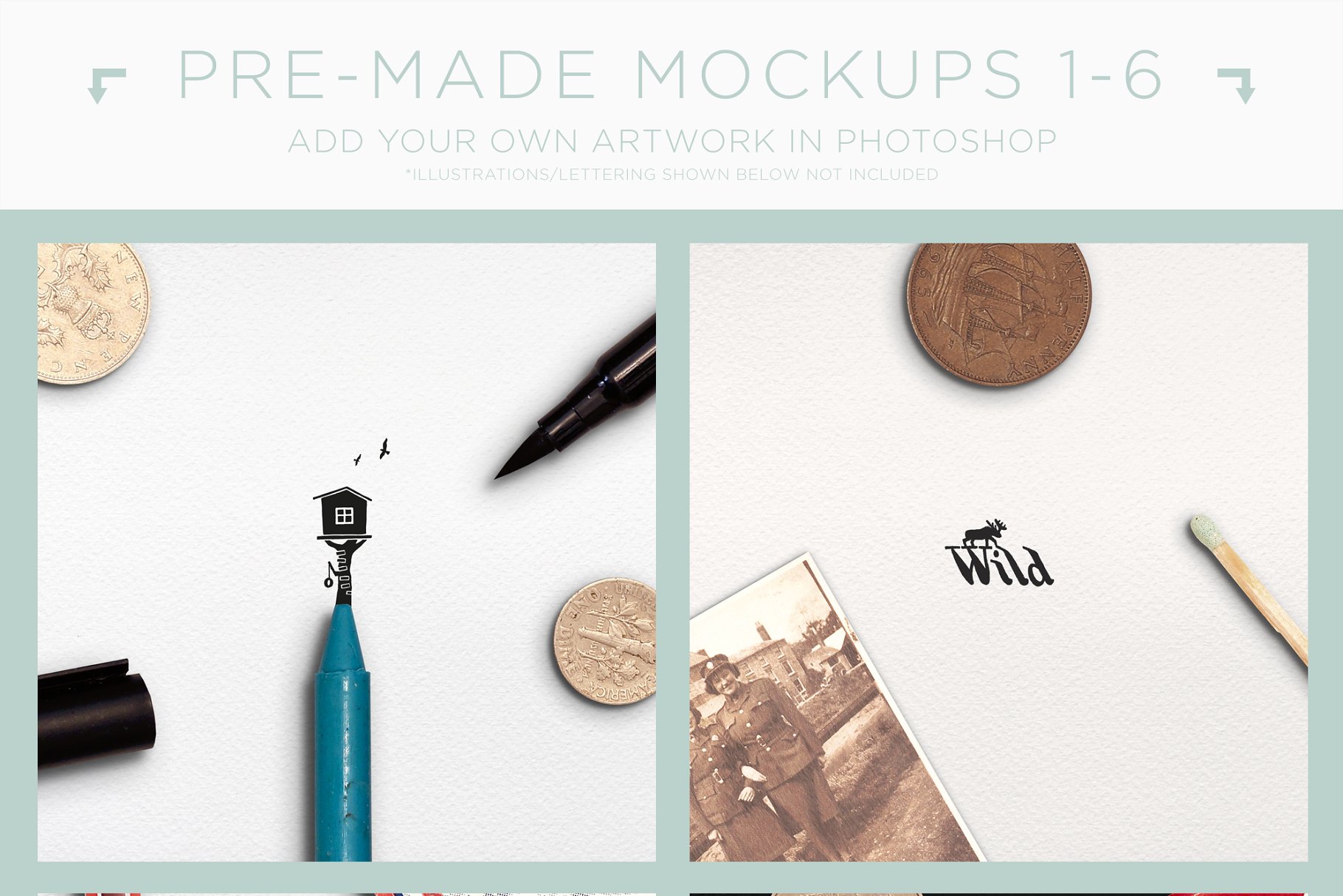 文艺手作类小插画书写展示样机 Mini Mockups插图(2)