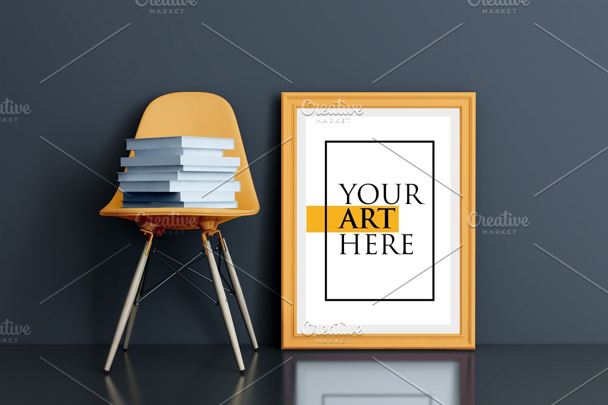 多彩的画框&椅子场景样机展示模板插图(14)