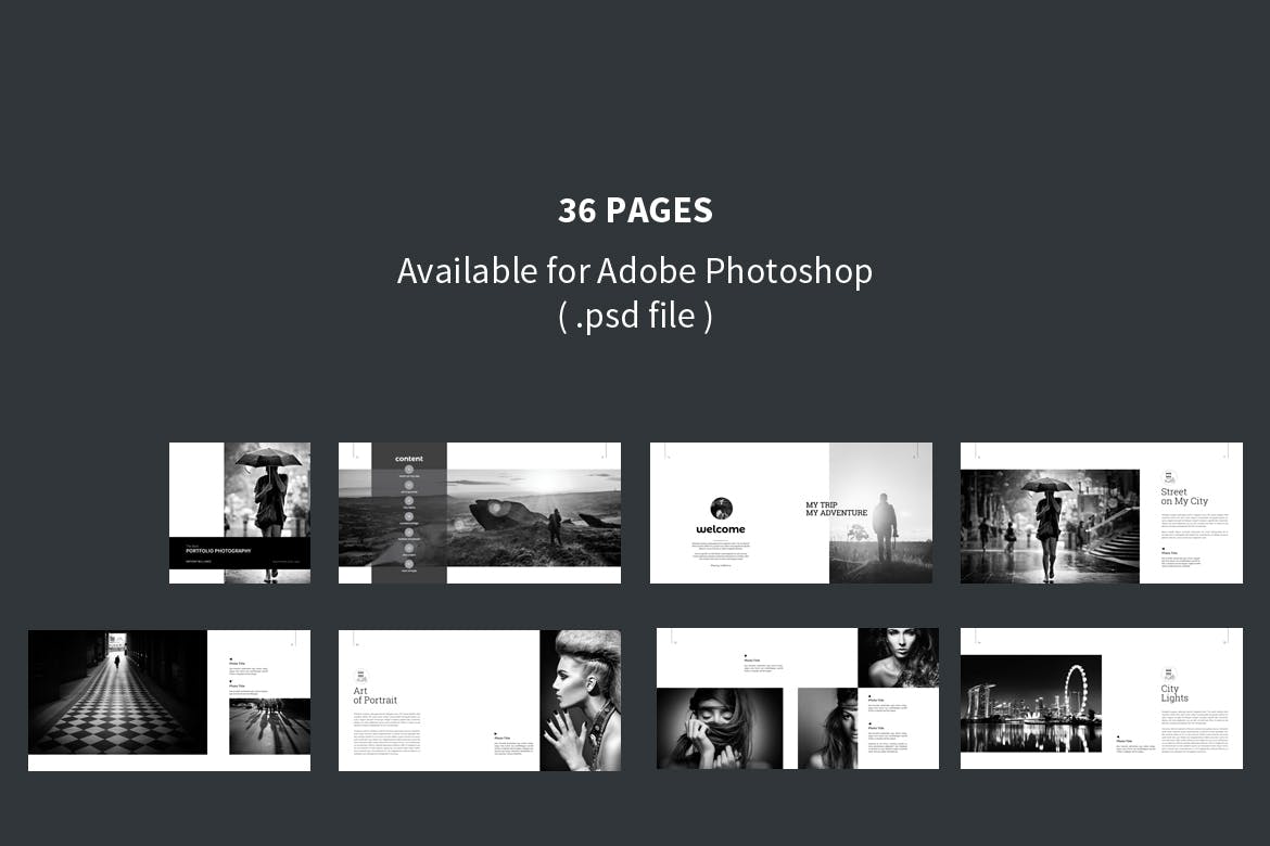 高端冷摄影师画册/产品目录设计模板 PSD – Photo Album Template插图(12)