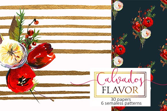 圣诞花饰纸张图案纹理素材 Christmas floral paper pattern pack插图(13)