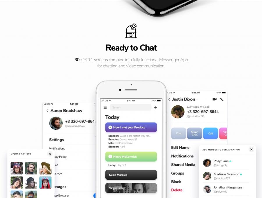 素材库下午茶：专业的iOS11 APP 消息 UI套装打包下载[XD,Sketch,PSD]插图(1)