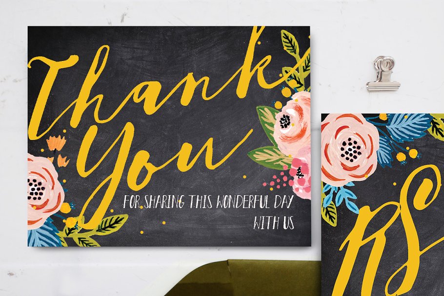 雅黑格调花卉婚礼设计套件 Black Floral Wedding Suite插图(4)