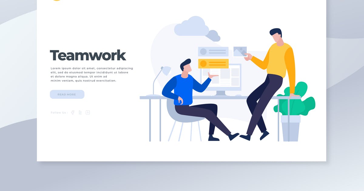 团队合作概念插画网站着陆页设计模板 Teamwork – Landing Page插图