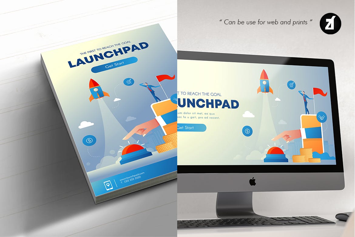 项目启动主题矢量素材库精选概念插画素材 Startup launch illustration with text layout插图(3)