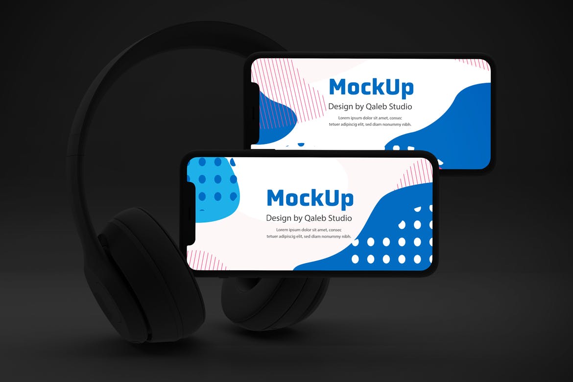 深色背景iPhone音乐APP应用UI设计效果图素材库精选样机 Dark iPhone Music App Mockup插图(6)