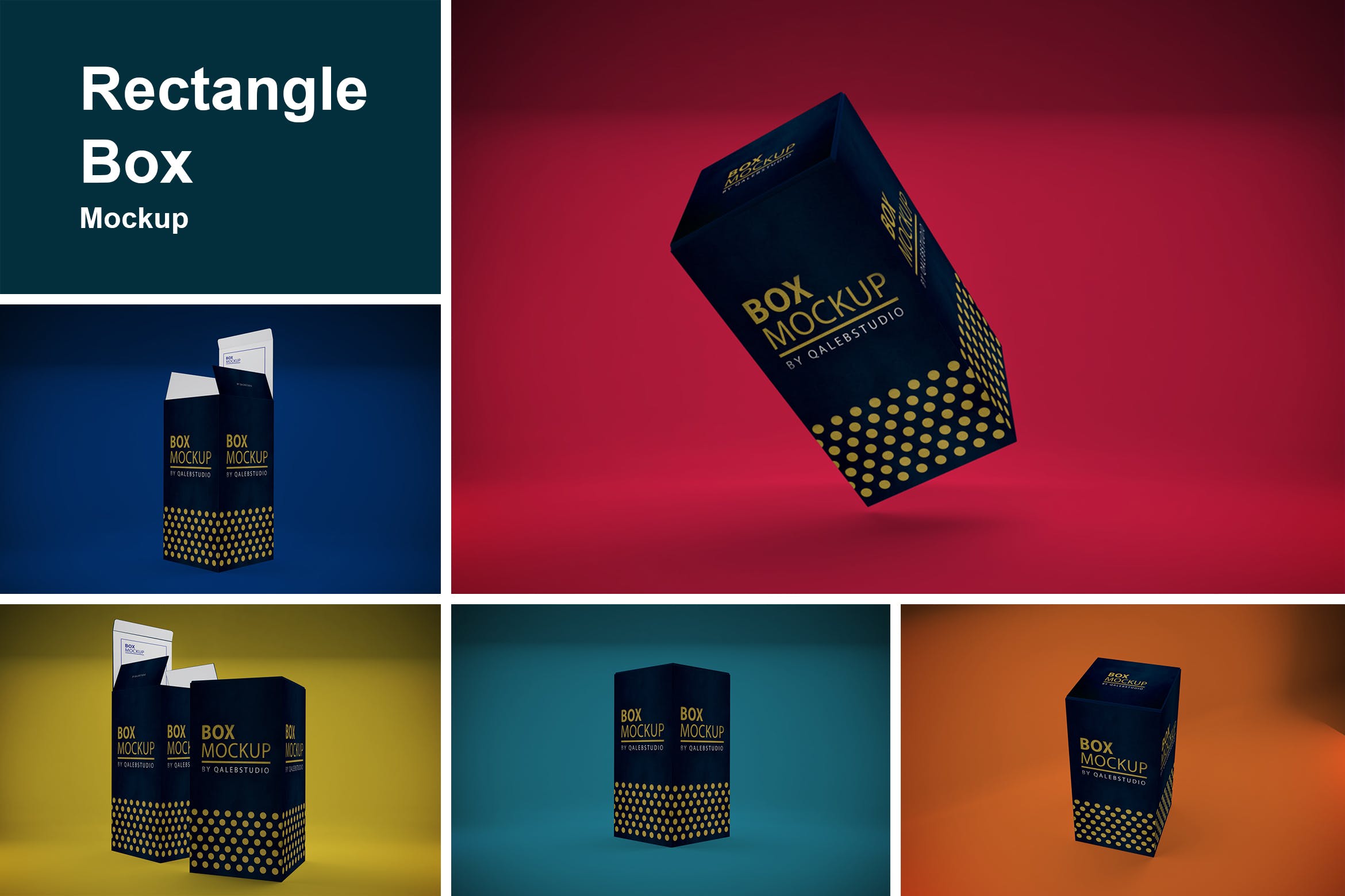 长方体高端产品包装盒外观设计样机模板 Rectangle Box插图