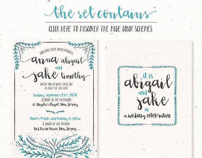 水彩花卉装饰婚礼设计物料模板合集 Watercolor Floral Wedding Suite插图(6)