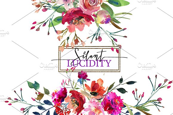 明亮紫色水彩花卉剪辑艺术集 Bright Purple Flowers Clip Art Set插图(3)