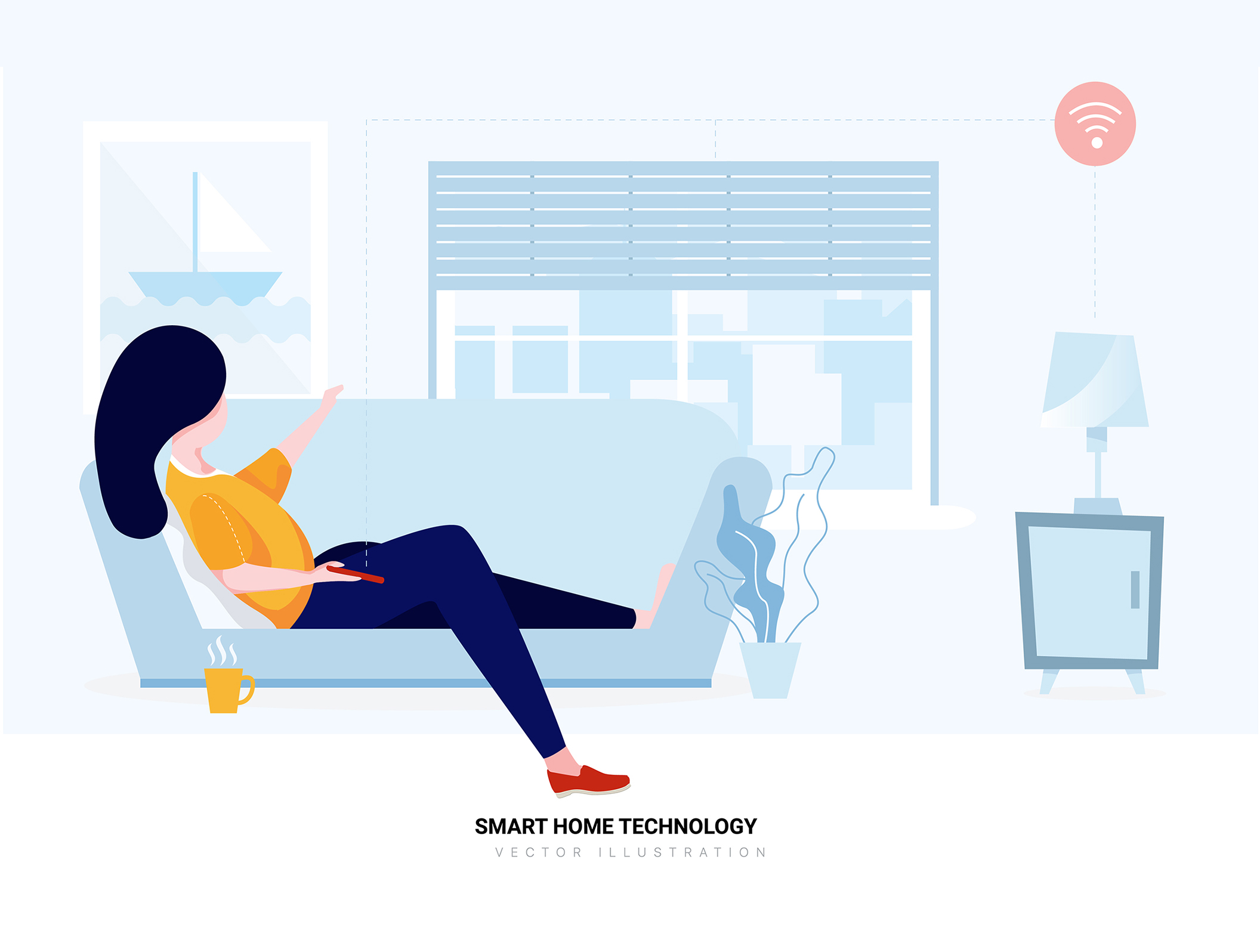 素材库下午茶：智能家居技术场景矢量网站设计插画素材插图(7)