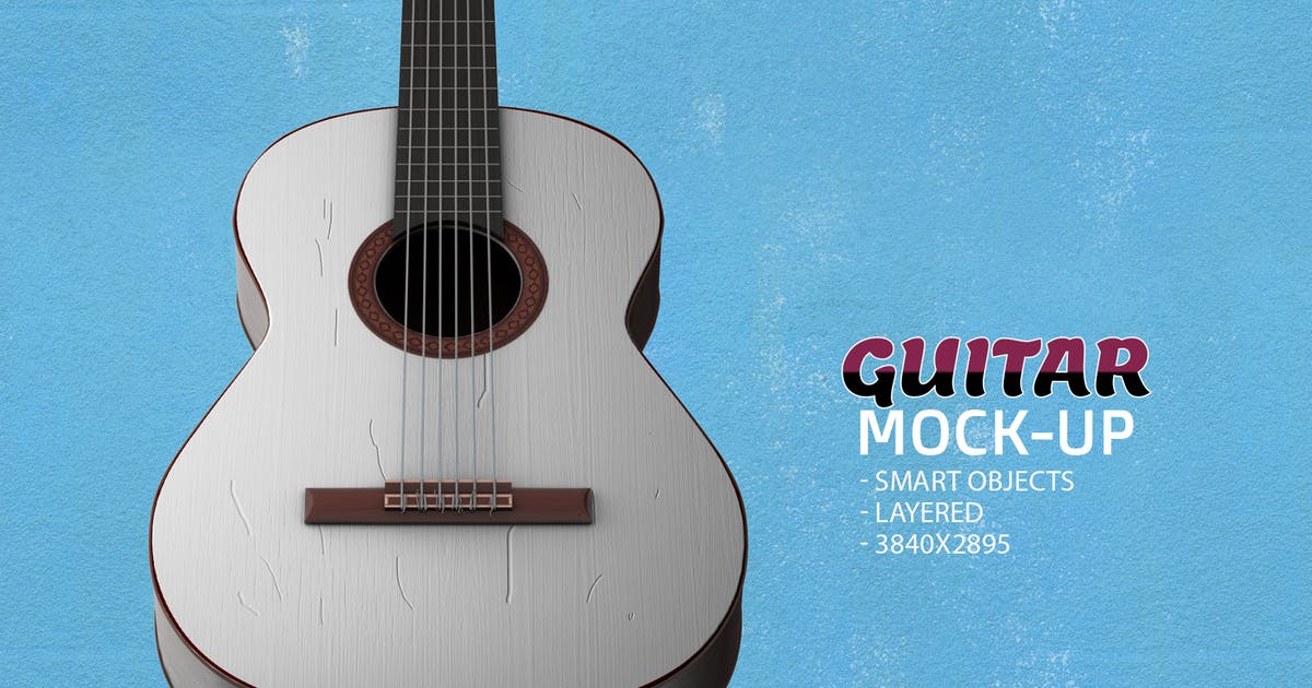 吉他产品外观设计效果图素材库精选模板v3 Guitar Face PSD Mock-up插图