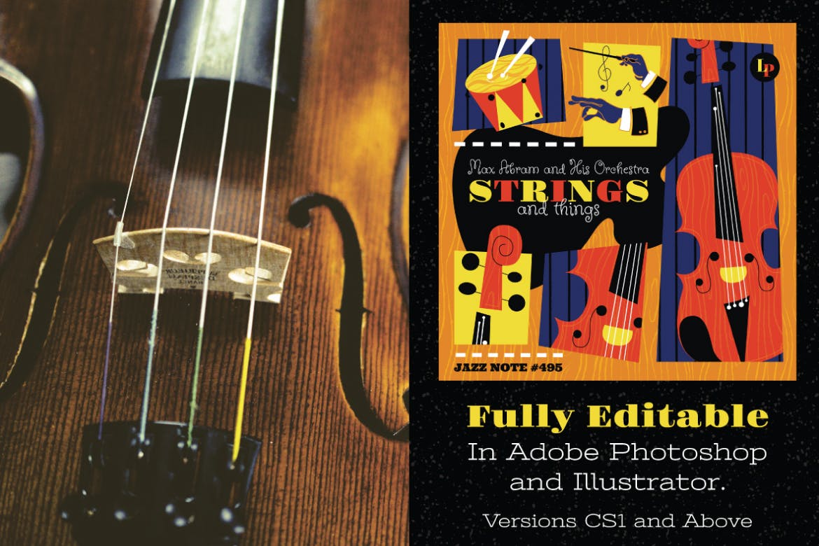 好莱坞经典音乐剧/老式爵士乐矢量插画&海报设计模板 Musical Illustrations and Poster Templates插图(9)