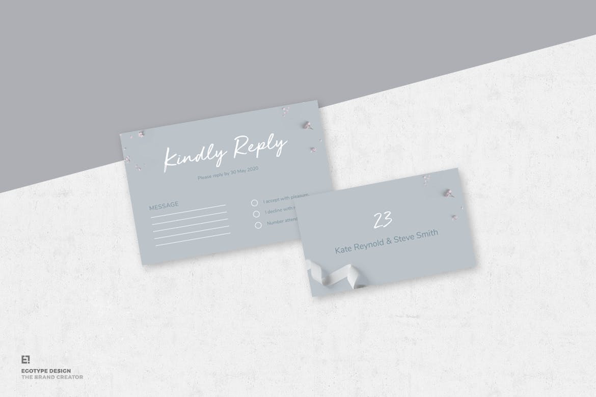 折纸艺术装饰风格婚礼邀请设计套件 Wedding Invitation Suite插图(4)