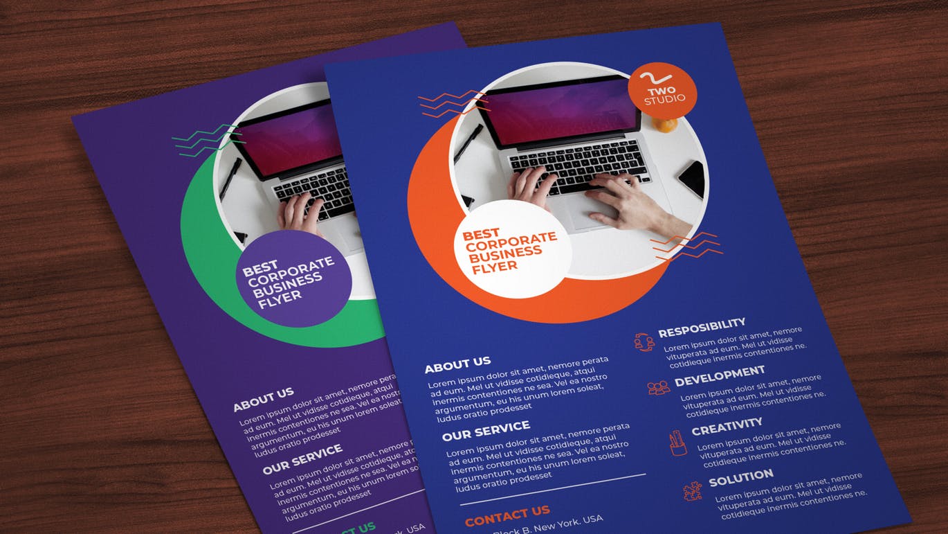 广告代理商介绍宣传单设计模板 Two Studio – Creative Design Agency Flyers插图(3)