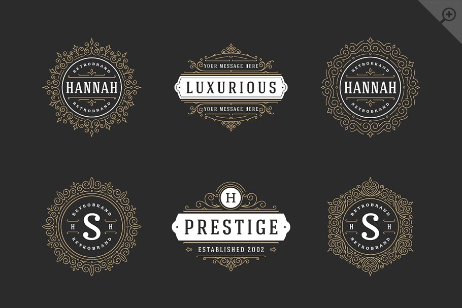 250款字母饰品组合装饰Logo模板 250 ornaments logos & monograms插图(18)