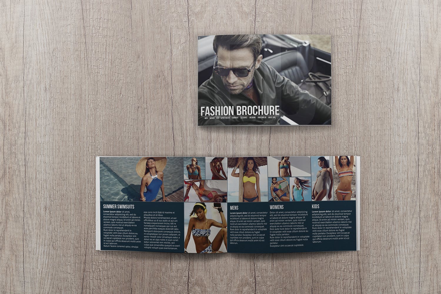 宣传画册/企业画册封面&内页版式设计效果图样机素材库精选 Cover & Open Landscape Brochure Mockup Top View插图(2)