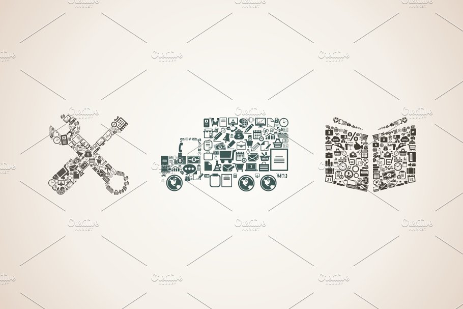 企业图标拼凑插画 Business插图