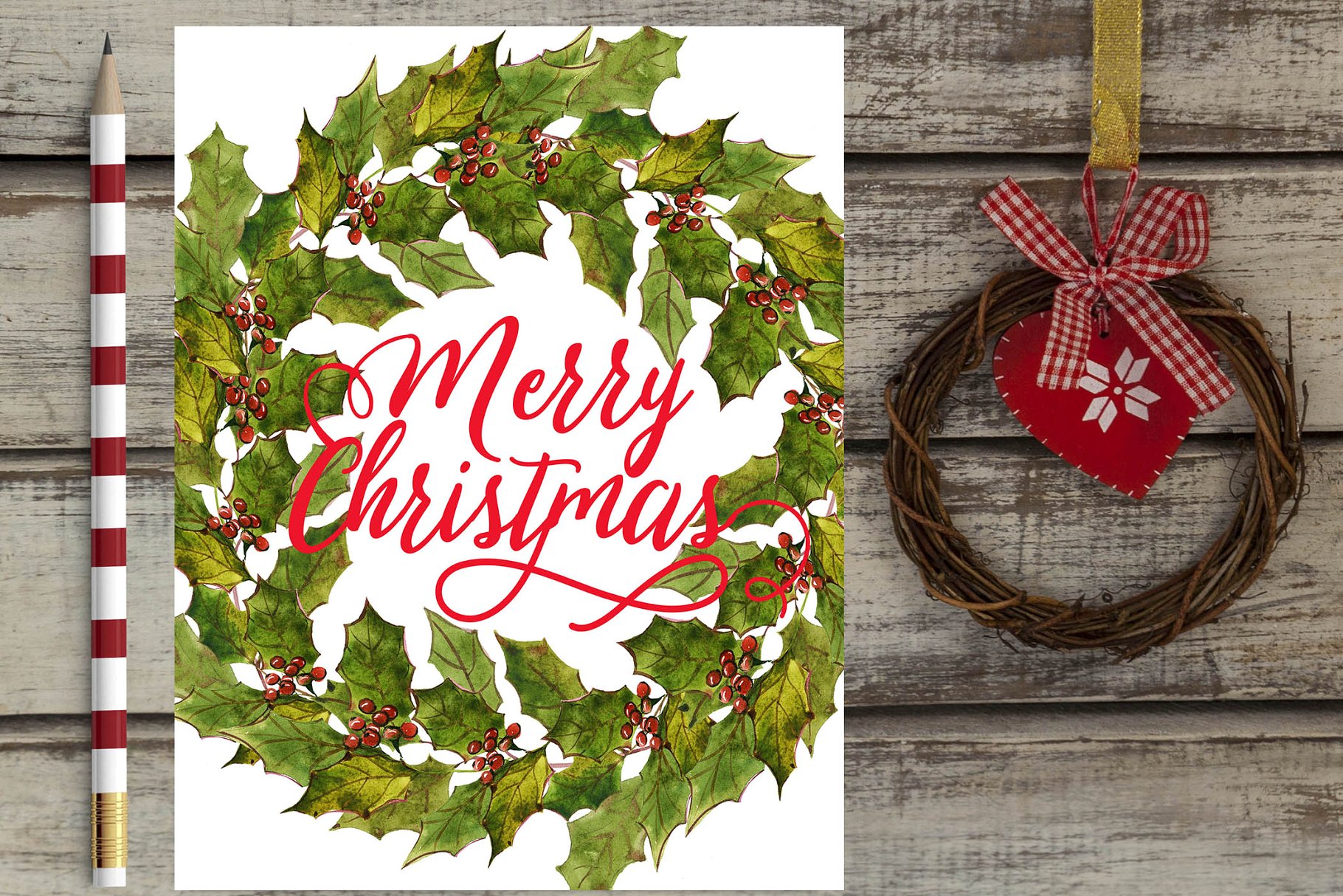 圣诞水彩剪辑集（一堆圣诞元素） Holly Steams Christmas Watercolors插图(18)