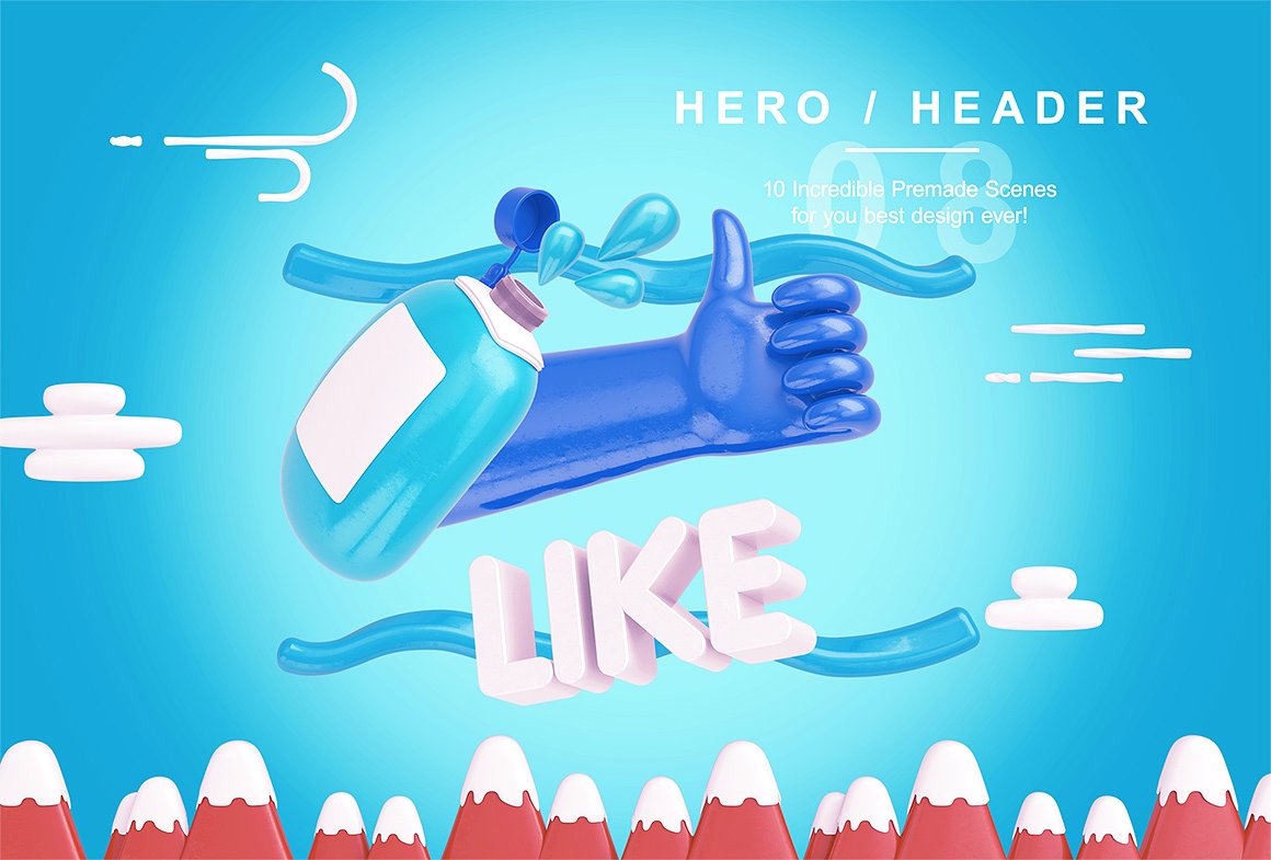 Bright Travel Items Scene Generator卡通风格的旅游物品展示样机下载 1.38 GB[psd]插图(9)