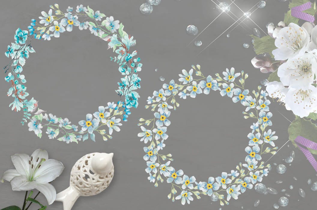 海洋天空色彩水彩手绘绘画剪贴画素材包 Turquoise Splash: Watercolor Clip Art Set插图(2)