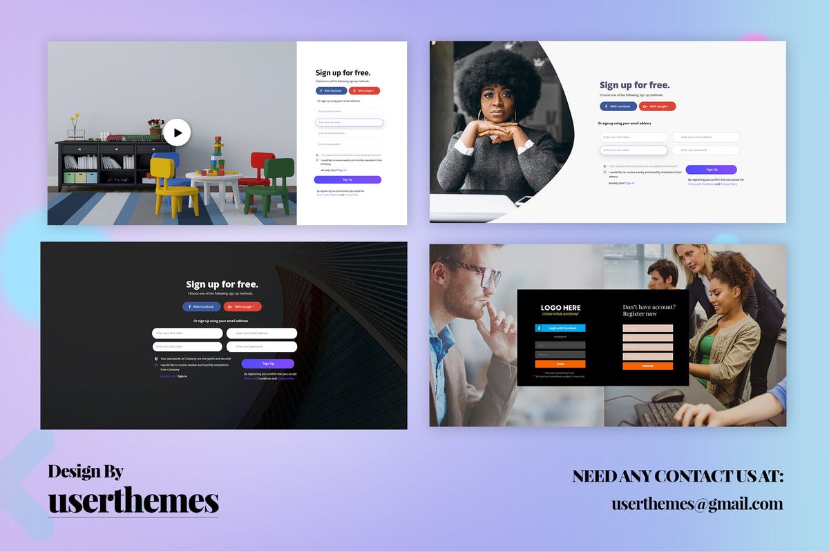 网站设计注册页面表单UI模板 Website Design Registration Page Form Template插图