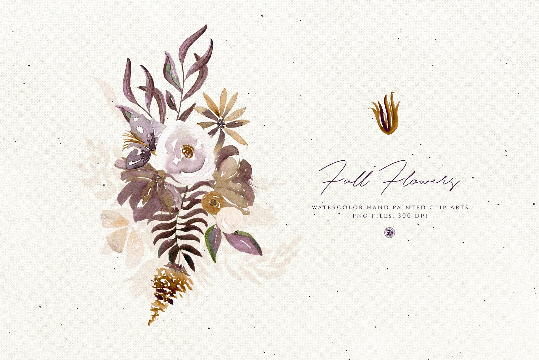 秋天手绘水彩花卉插画设计素材 Fall Flowers插图(2)