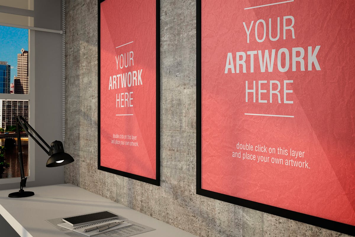 企业文化宣传企业办公场所画框样机 Design Office MockUp插图