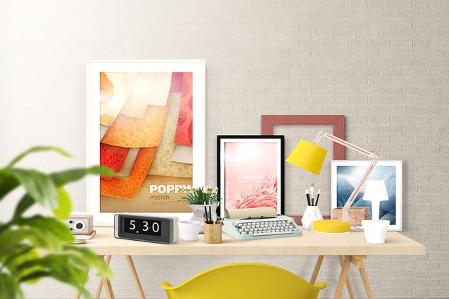 办公场景油画艺术品照片框架样机 Frame Creator Mockups插图(7)