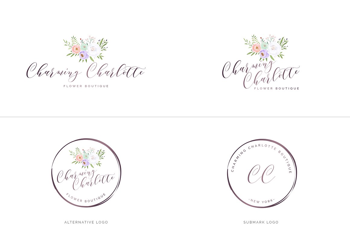 超级水彩风 Logo 设计素材包 Watercolor Premade Branding Logo Kit [模板、纹理&元素]插图(40)