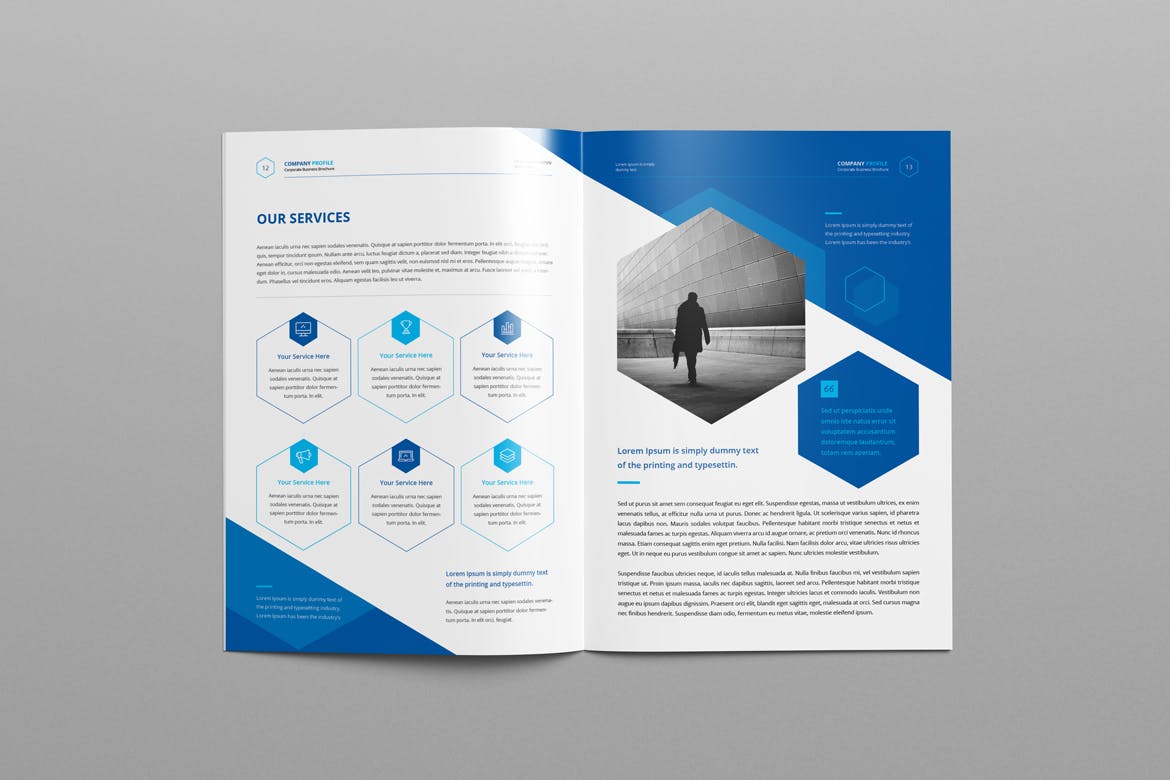 时尚简约高端的公司简介企业品牌手册楼书画册杂志设计模板插图(1)