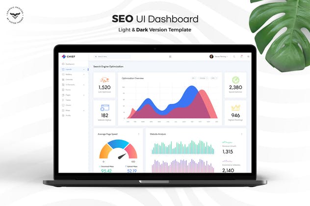 SEO搜索引擎优化管理后台仪表盘UI套件 SEO Admin Dashboard UI Kit插图(1)
