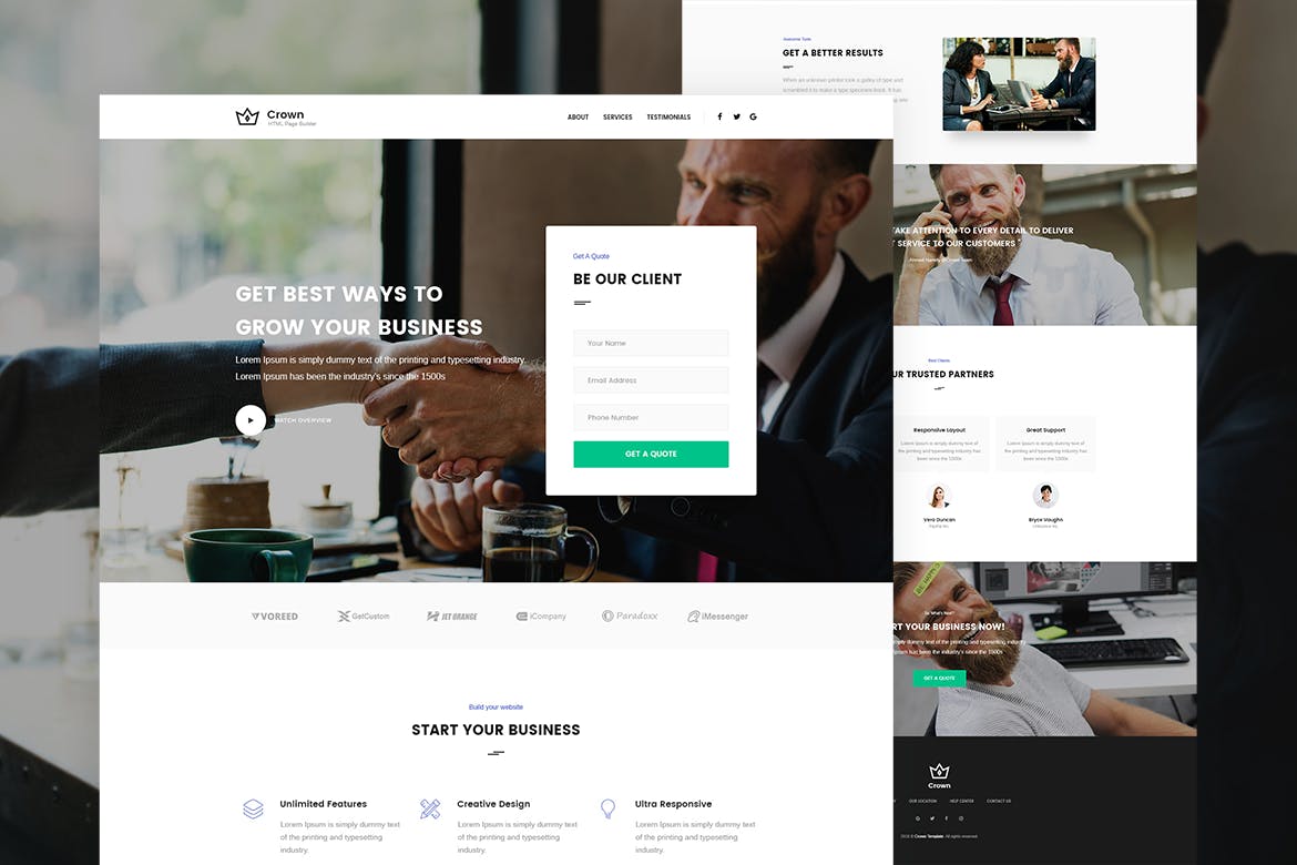 多用途营销主题网站着陆页设计PSD模板 Crown – Multipurpose Marketing PSD Landing Page插图(2)