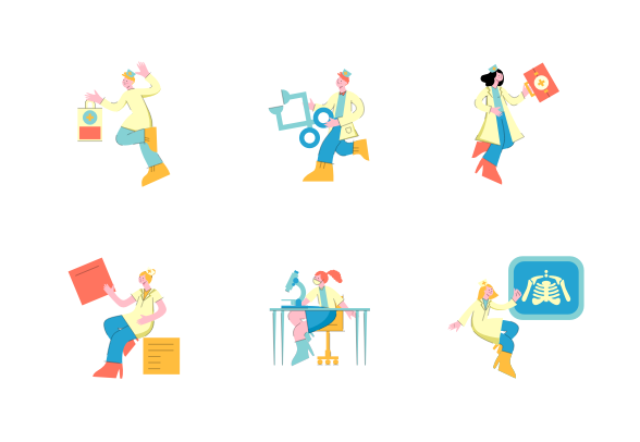 素材库下午茶：12款医务人员角色矢量插画素材插图