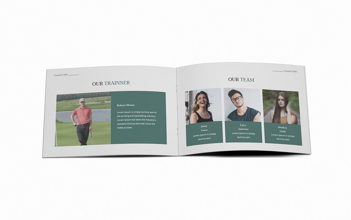 高尔夫场馆/体育场馆横版画册设计版式模板 Golf A5 Brochure Template插图(11)