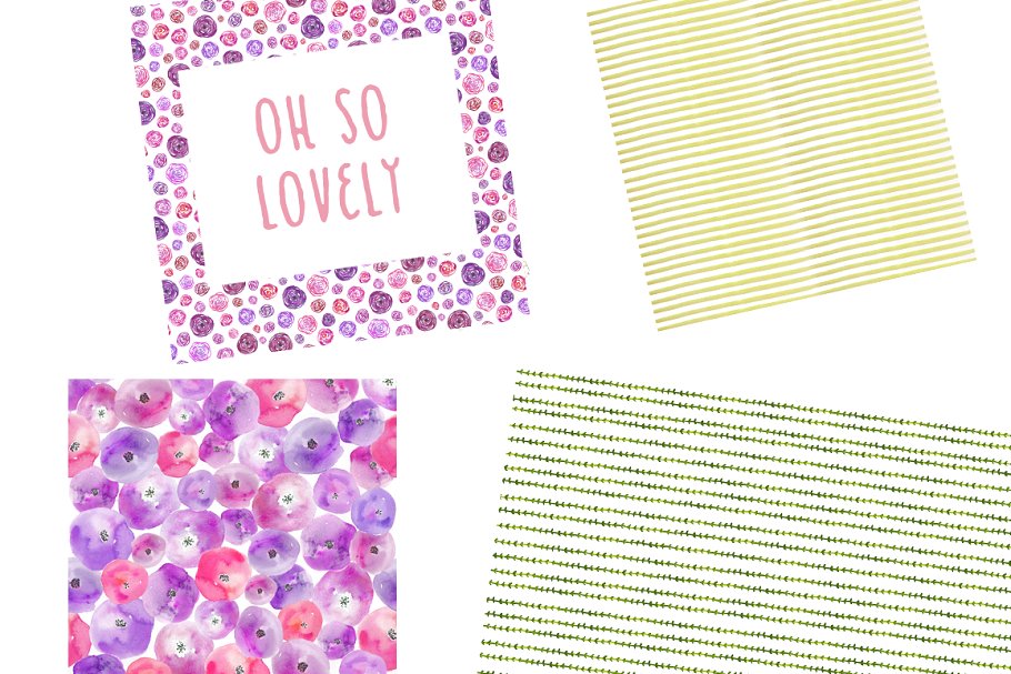 水彩花卉植物图案纹理 Watercolor Patterns 2插图(1)