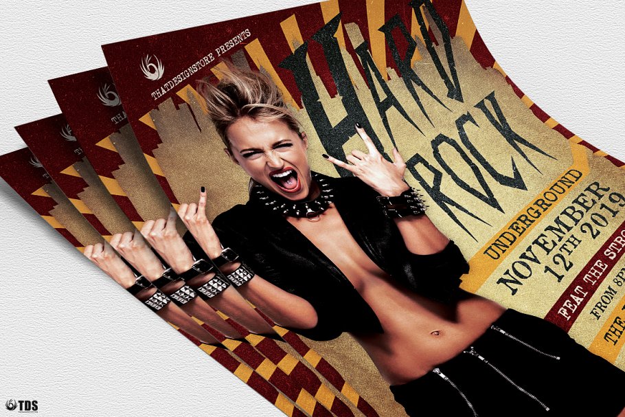 地下音乐派对传单PSD模板 Hard Rock Underground Flyer PSD插图(4)