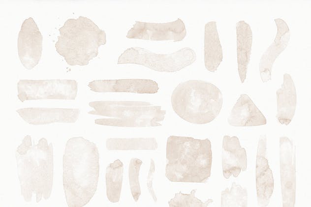 40款水彩图形PS画笔笔刷＆矢量花卉插画素材 Cloudy Watercolor Decorations Set插图(1)