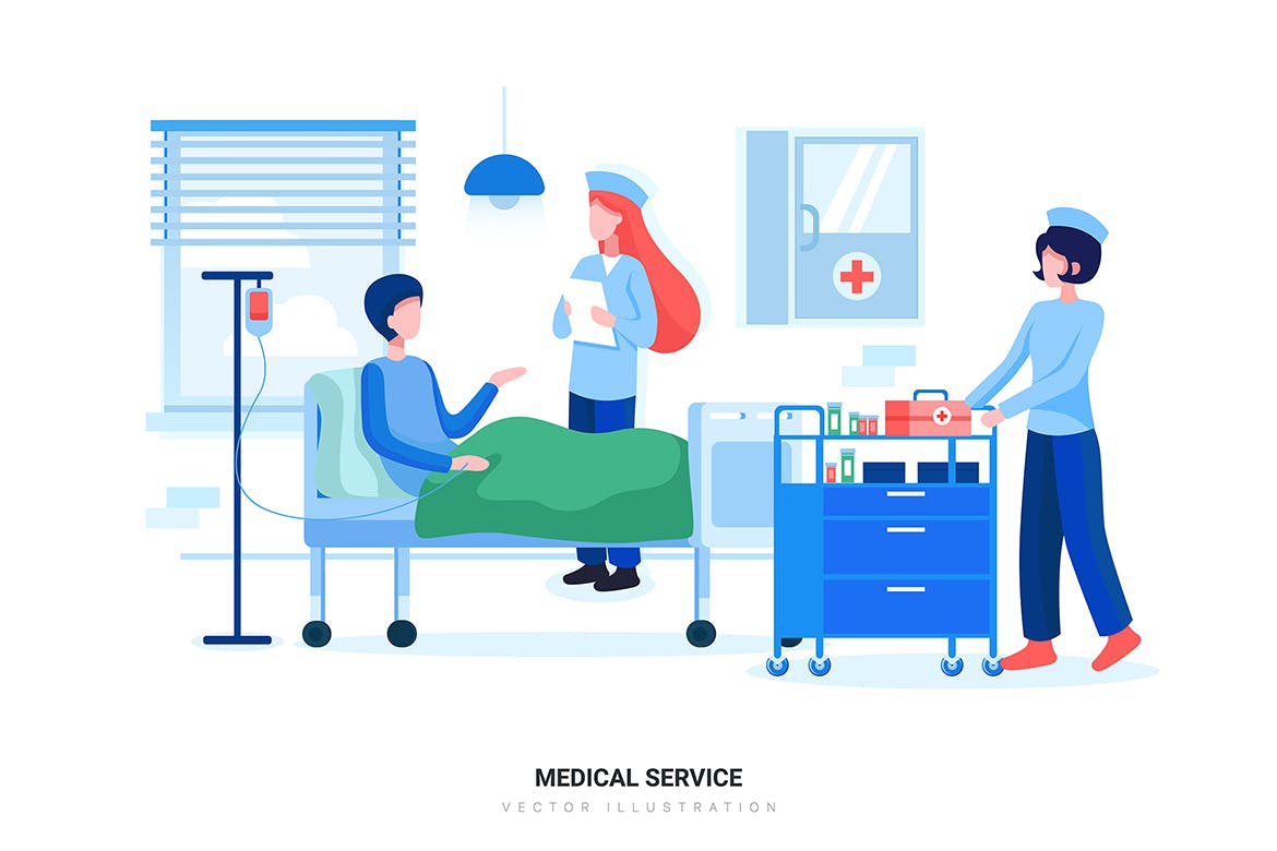 医院&医疗场景矢量插画素材v1 Hospital & Healthcare Vector Scenes插图(6)