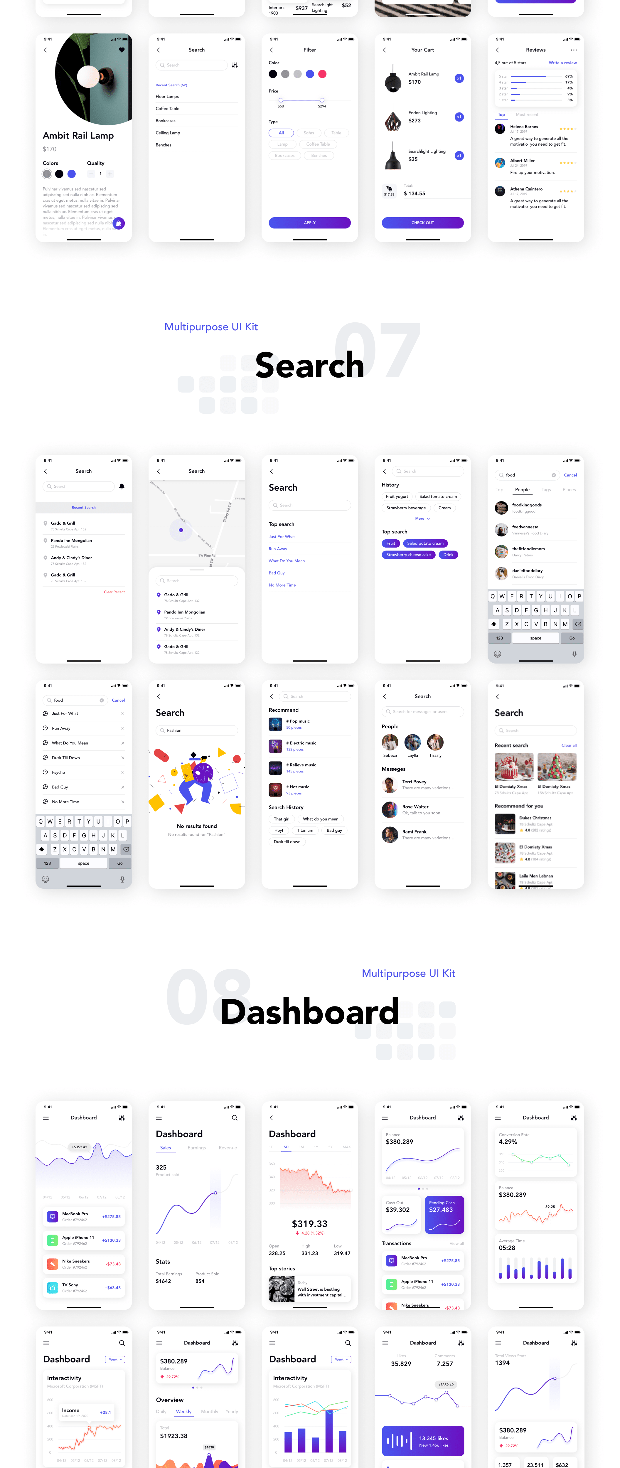 素材库下午茶:渐变色设计风格多功能APP应用UI套件插图(3)