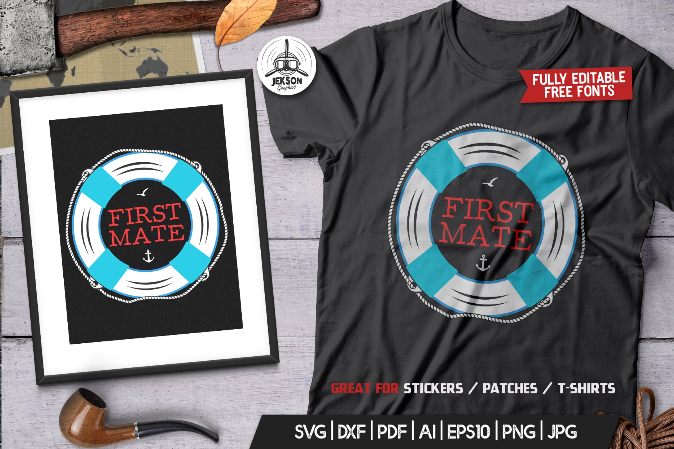 复古航海徽章/冒险标签/T恤印花设计 Retro Nautical Badge, Adventure Label TShirt Print插图