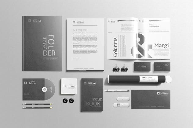 企业品牌VI办公用品样机设计模板V3 Branding-Stationery Mockups V3插图(8)