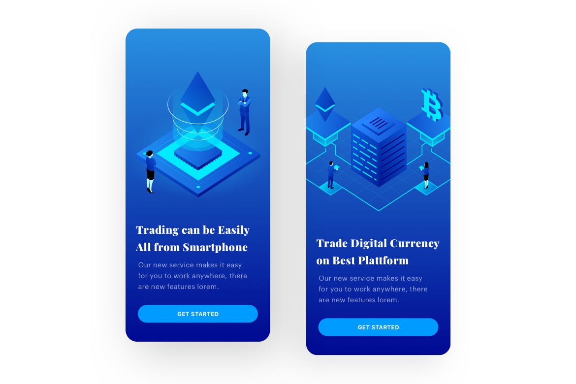 加密货币APP应用启动页引导页设计模板 Cryptocurrency Application Mobile Onboarding插图(1)