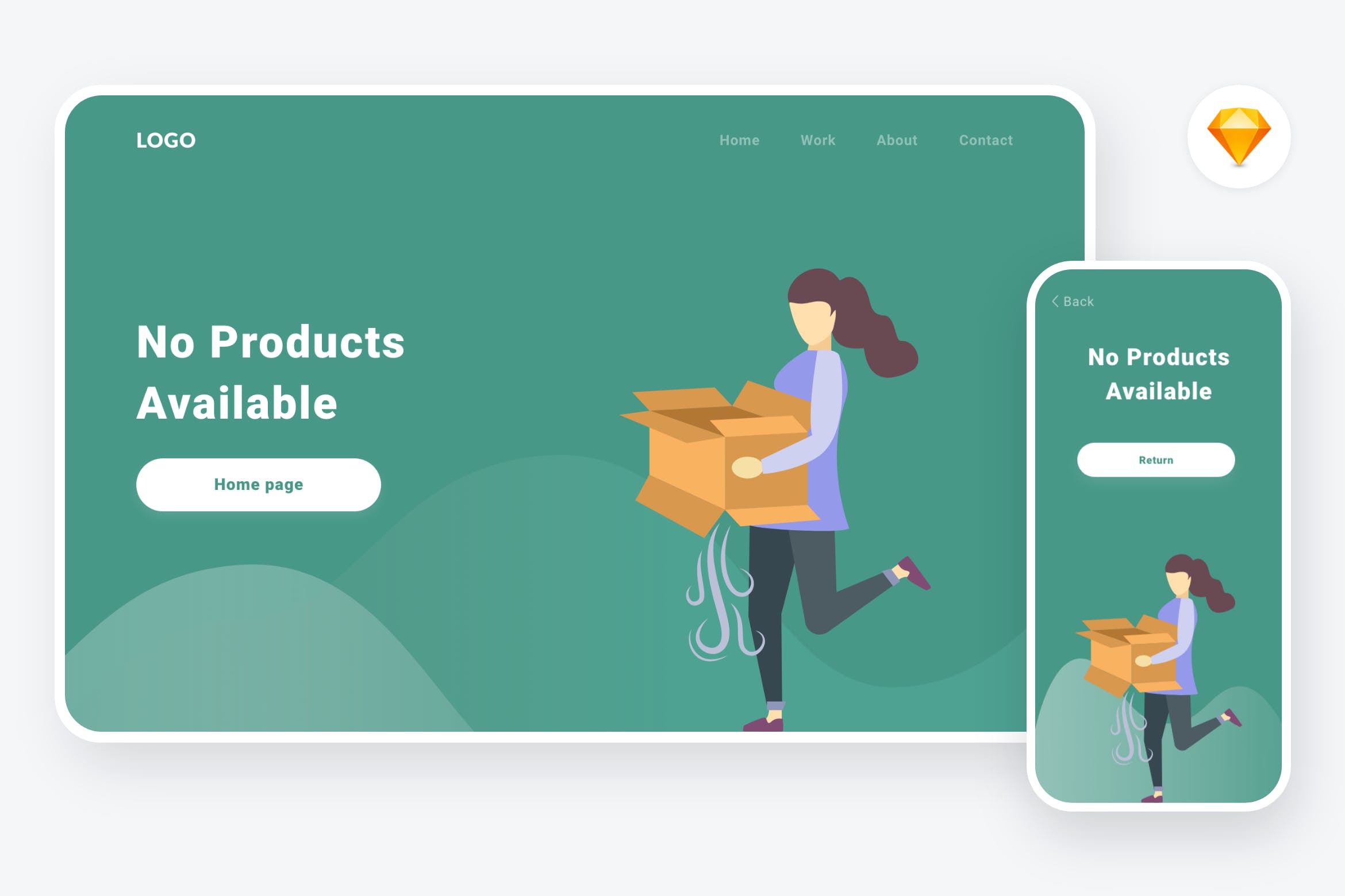 空信箱信息通知主题矢量插画素材v3[SKETCH&SVG] Empty state 4 illustration (Sketch & SVG)插图
