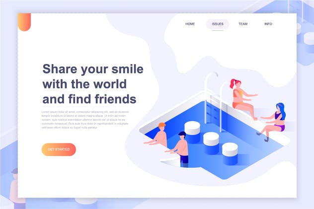 扁平设计风着陆页等距概念插画 Landing Page Templates Isometric Concept插图(3)