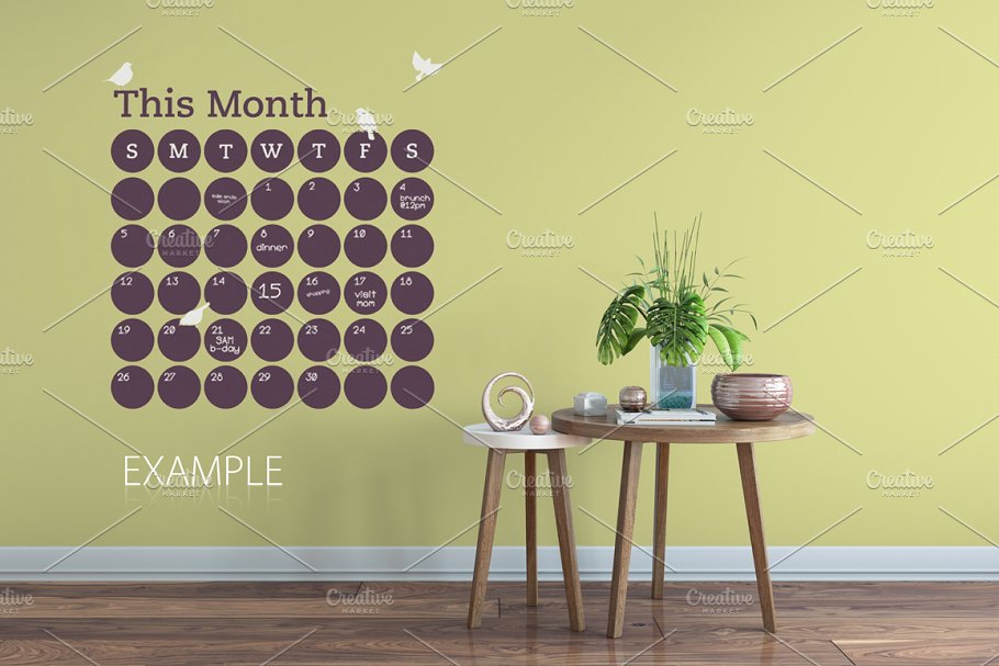 客厅卧室墙纸&相框画框样机模板合集 Interior Wall & Frames Mockup – 2插图(15)