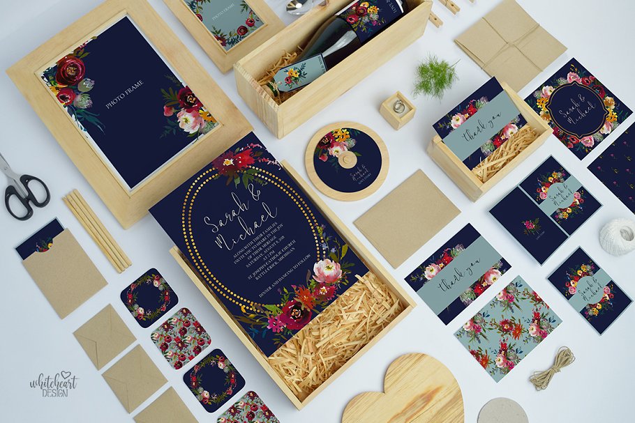 波尔多水彩花卉艺术设计素材 Bordo Watercolor Floral Clip Art Set插图(6)