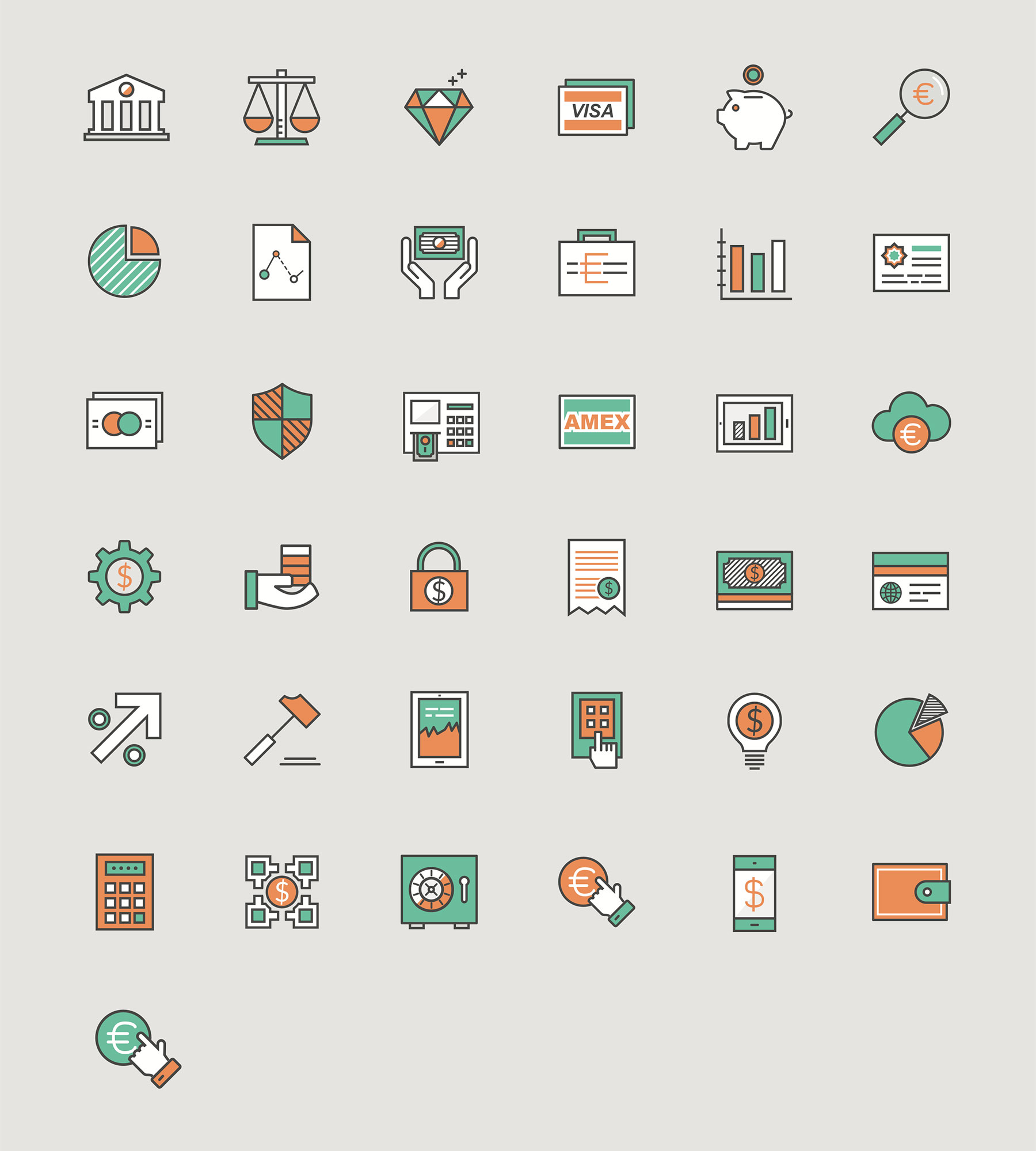 扁平银行元素图标