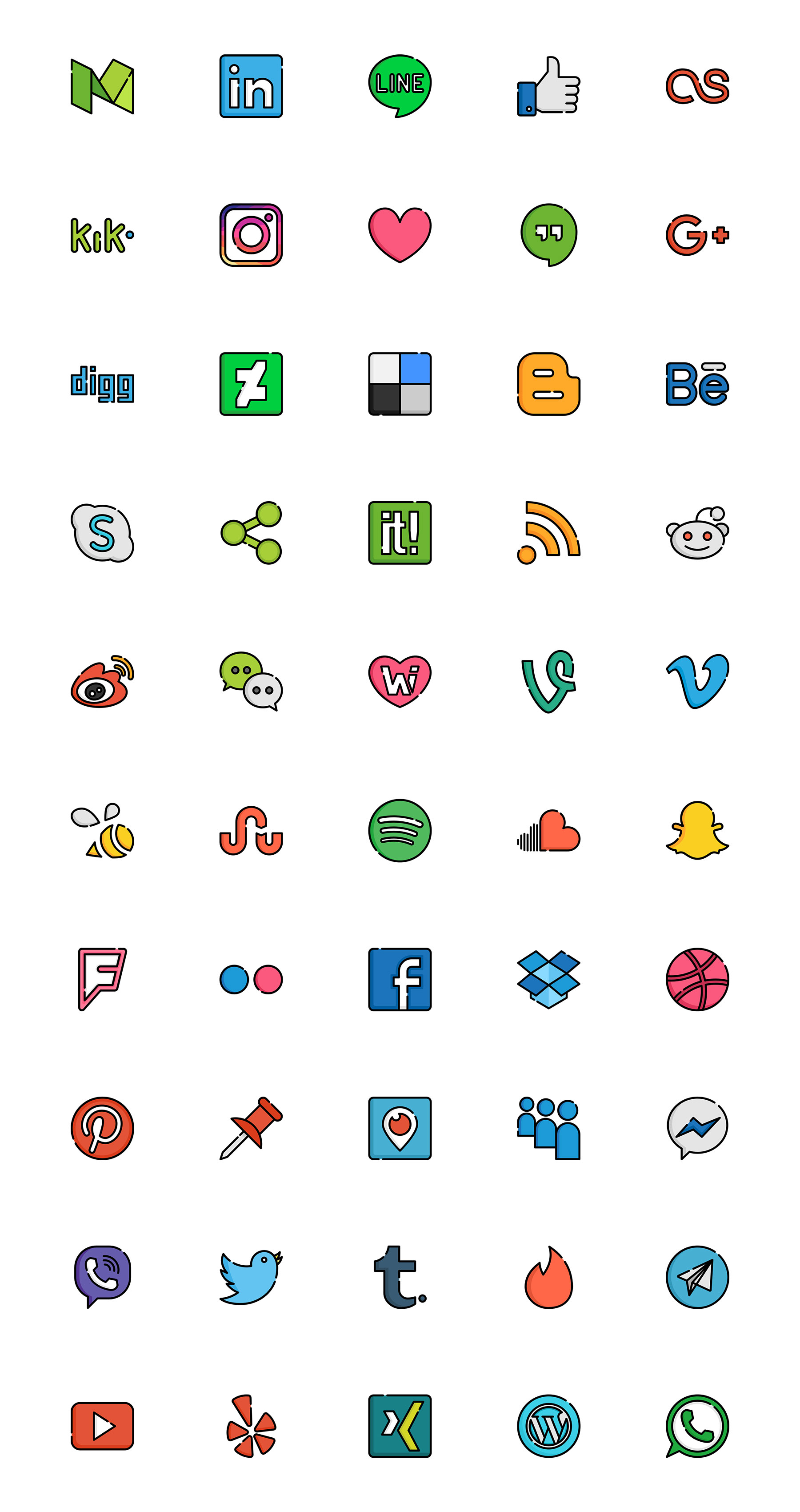50 枚世界社交媒体图标