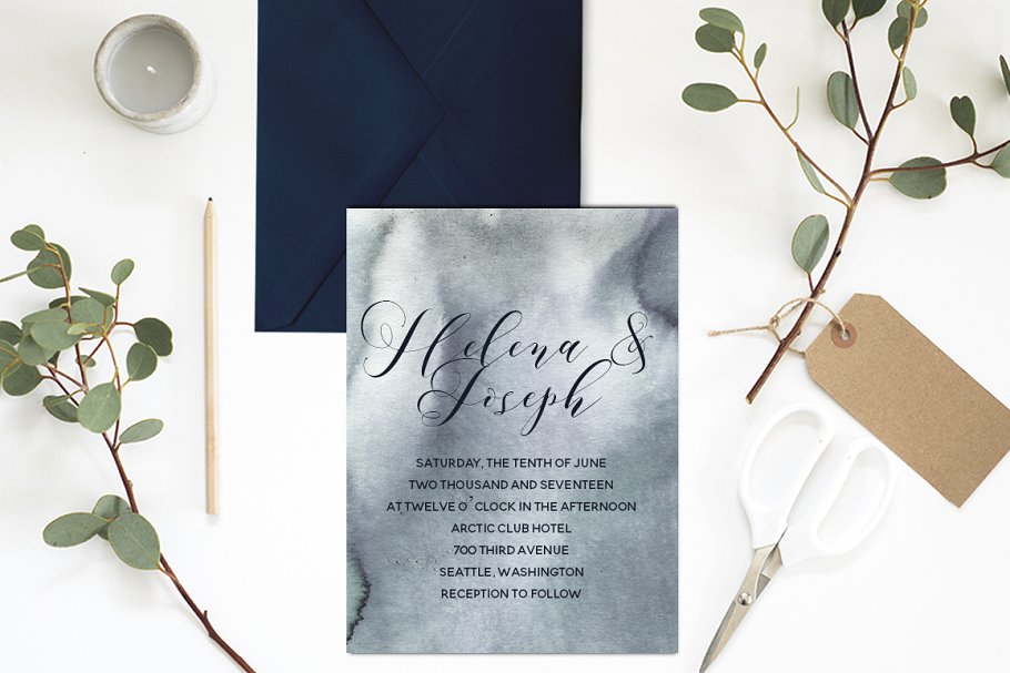 灰色和粉红水彩洗水效果背景纹理 Grey & Blush Pink Watercolor Washes.插图(2)