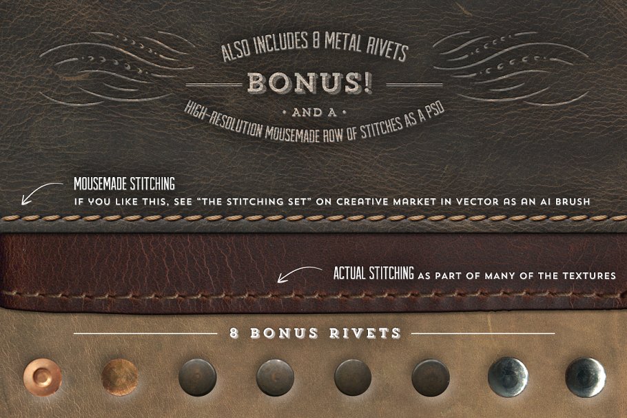 全粒面皮革纹理素材 Full-Grain Leather Textures – PNGs插图(1)